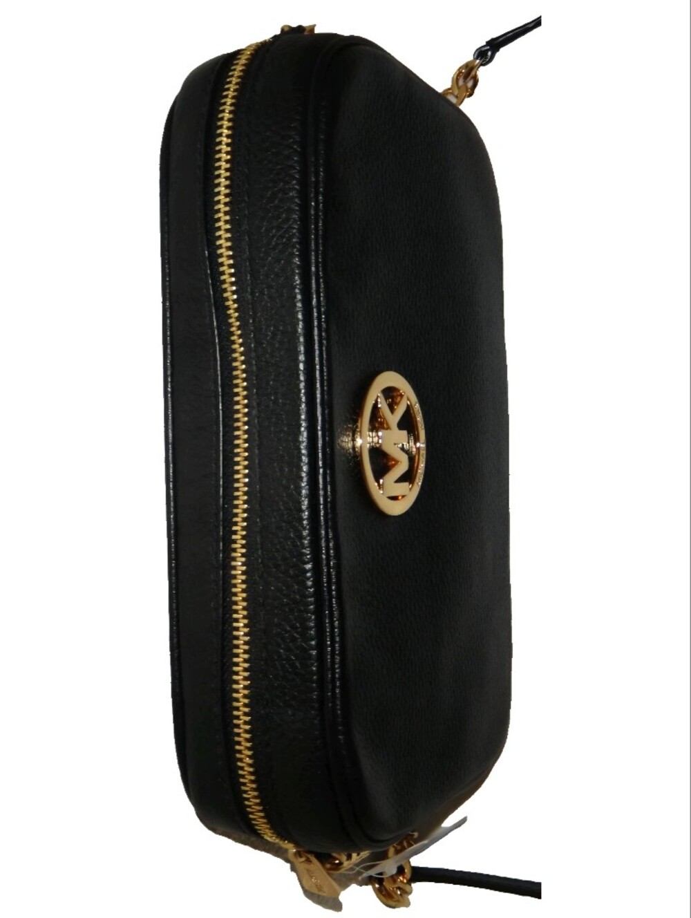 MICHAEL KORS Women's Fulton LG EW Crossbody Bag Purse Black Leather Gold MK Logo - Picture 4 of 12